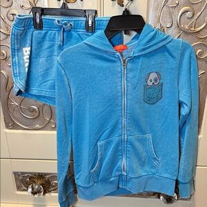 EUC Butter Super Soft embellished zip up hoodie and short set size L